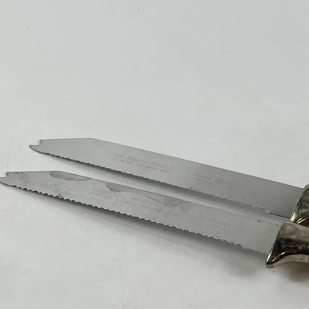 Vintage Regent Sheffield Miracle Worker Frozen Food Knives Serrated England x2